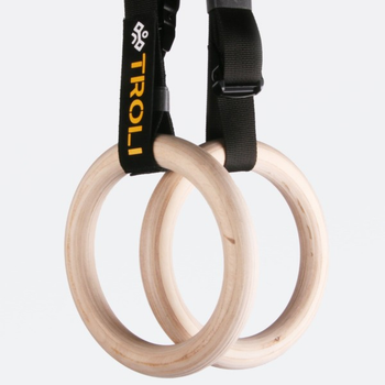 Гімнастичні кільця дерев'яні з стропами Troli Wooden Rings with Slings 7 метрів х 25мм 28мм