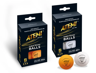 Мячи для настольного тенниса Atemi 3* 6шт., orange