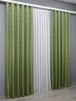 Комплект штор жаккард (2шт 1,4х2,7м). Цвет зеленый