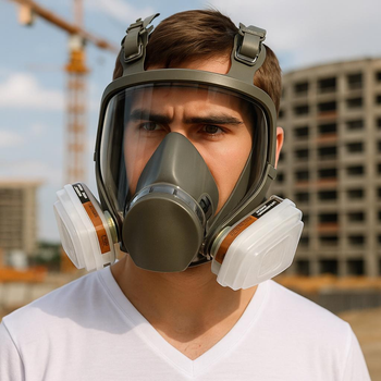 Маска респіратор для обличчя від пилу, газів регульована 4 в 1 повнолицева з фільтрами з пластику (016)