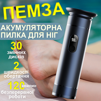Акумуляторна пилка для п'яток, пемза для педикюру Foot Grinder S-608 Синя