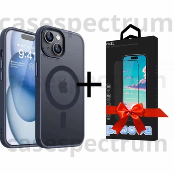Чохол ударостійкий матовий WAVE Premium Matte Insane Case with MagSafe для Apple Iphone 14 Plus Midnight Blue + Подарунок Захисне скло Pixel для Apple iPhone