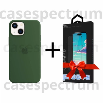 Чохол силіконовий OEM Silicone Case with MagSafe для Apple iPhone 13 Clover + Подарунок Захисне скло Pixel для Apple iPhone