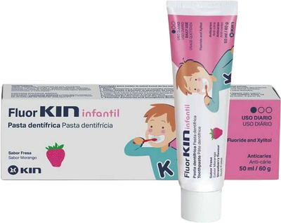 Зубная паста Kin Fluor Infantil для детей Против кариеса Клубника 50 мл (8436026215616)