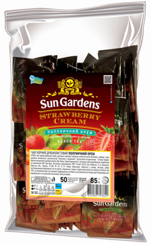 Чорний чай Sun Gardens Strawberry Cream 50 пакетиків по 1.7 г (SG152)