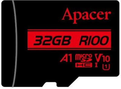 Карта памяти microSDHC, 32Gb, Apacer R100, Class10 UHS-I U1 V10 A1, без адаптера, до 100 МБ/с (AP32GMCSH10UB-RA)