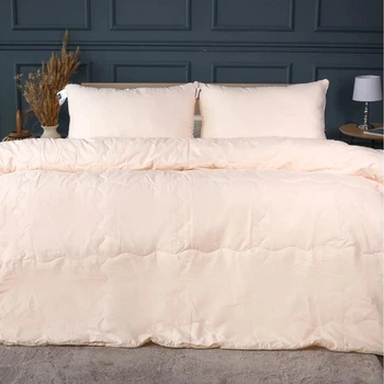 Набір MirSon №2975 Ковдра літня King Size 220х240 Line Satin Light Pro 10-016 Creamy З евкаліптовим волокном + 2 наволочки 50х70 + простирадло 220х240 (2200010981698)