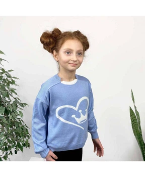 Джемпер для девочки ART KNIT Queen голубой, 98-104см 016623