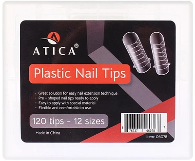 Верхние формы для наращивания ногтей "Квадрат" - Atica Plastiс Nail Tips 120шт (1449479-27728941)