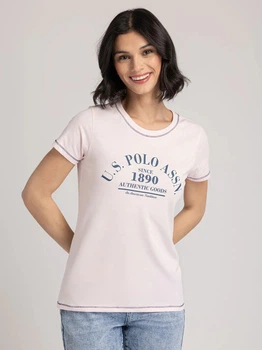 Футболка бавовняна жіноча U.S. Polo Assn 216580-1D00A(icy blush) S Світло-рожева з принтом (786662187364)