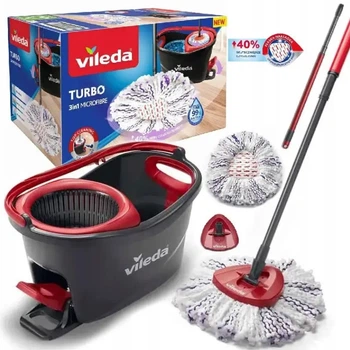 Набір для прибирання Vileda TURBO 3in1 Microfibre +40% Трикутна Швабра + відро з віджиманням (167751)