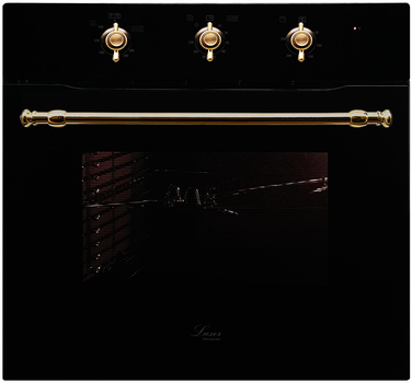 Духовий шкаф газовый Luxor Qualität 60 GBO Grill Retro Gold Barocco Vintage + конвектор, чорне скло, чорний