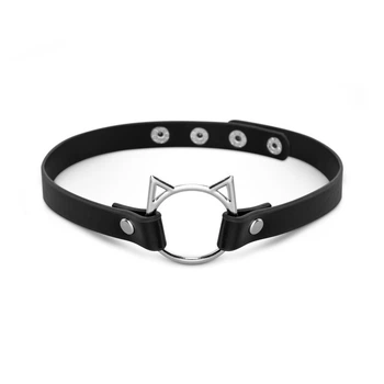 Чокер з кільцем у формі котика чорного кольору Bedroom Fantasies Kitty Choker