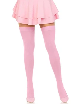 Панчохи Leg Avenue Opaque Nylon Thigh Highs One Size Рожевий (SX1711)