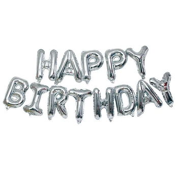 Кульки Happy birthday фольговані 16 дюймів сріблястий