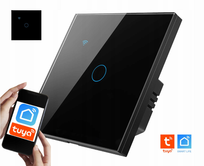 Сенсорний WI-Fi smart вимикач Tuya з підсвічуванням чорний одиночний