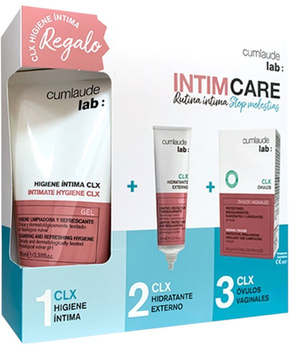 Zestaw kosmetyków do higieny intymnej Cumlaude Lab CLX Higiena intymna CLX 200 ml + Zewnętrzny nawilżacz CLX 30 ml + Waginalne globulki CLX (8428749004028)
