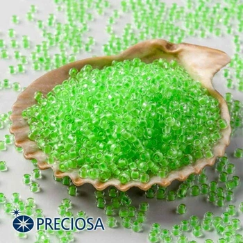Бисер 08756 Чешский Preciosa 10/0, Прозрачный, Окраска из Середины CTCM, Салатовый, Круглый, 50 г