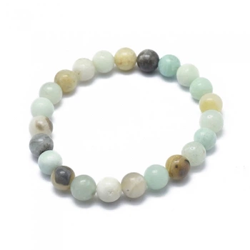 Браслет из Бусин Натурального Амазонита, Эластичный, 5.5-6см, Бусина 8мм, 20-23шт/браслет