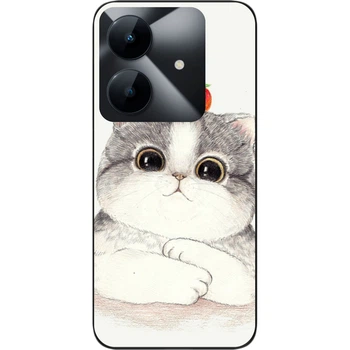 Силиконовый чехол SMTT для Realme Note 60 4G / Note 60x 4G с картинкой Котенок