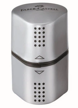 Точилка Faber-Castell Grip 2001 3 отвори, 2 контейнера, срібляста