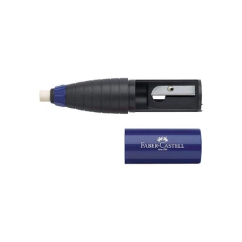 Стругачка Faber-Castell з резинкою, пластикова, колір: червоний, синій