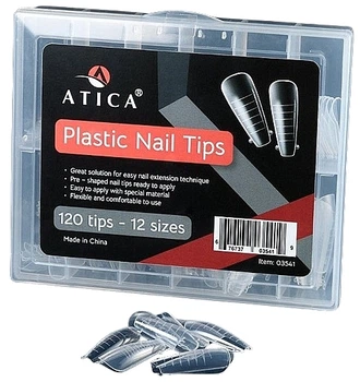 Верхні форми для нарощування нігтів "Стандарт", багаторазові - Atica Plastic Nail Tips 120шт (1449509-27728937)