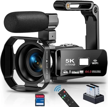 Цифровая видеокамера PITIKI HDV5K / 64Мп / 5K / 30fps / 18X зум / Wi-Fi / Черная Б/В