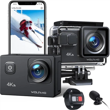 Екшн-камера WOLFANG GA320 / 170° / 20Мп / 4К / 60fps / Wi-Fi / Вологозахищена / Чорна Б/В