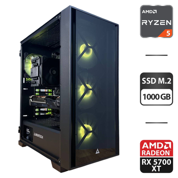 Сборка под заказ: игровой ПК Montech Air 1000 Premium Black Tower / AMD Ryzen 5 7500F (6 (12) ядер по 3.7 - 5.0 GHz) / 32 GB DDR5 / 1000 GB SSD M.2 / AMD Radeon RX 6700 XT, 12 GB GDDR6, 192-bit / 750W б/у