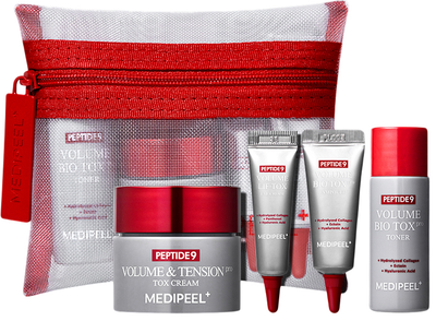 Zestaw miniatur do pielęgnacji twarzy MediPeel Peptide 9 Volume Bio Tox Toner 20 ml + Serum 10 ml + Krem pod oczy 4 ml + Krem 10 g + Kosmetyczka (8809941821437)