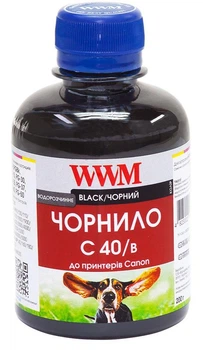 Чернила для принтера черные Canon водорастворимые 200 мл WWM C40/B PG-40/50/PGI5Bk/BCI-15 200g Black (C40/B_200g)