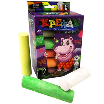 Мел DankoToys для рисования на асфальте большой 12 штук MEL-01-06U