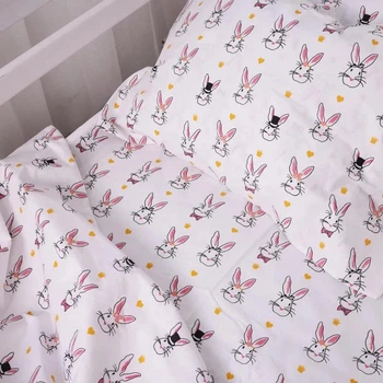 Простынь на резинке MirSon Kids Time 17-0529 Bunnies white 80х160 + 10 см Бязь (2200008620141)