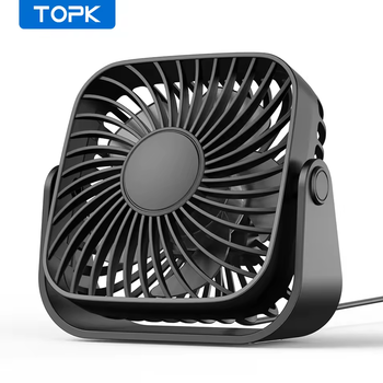 Портативный USB мини-вентилятор Topk с вращением на 360° Черный