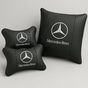 Комплект подушек в авто для поясницы и подголовника с логотипом MERCEDES
