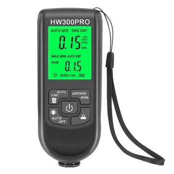 Толщиномер краски HW-300 PRO 0-2000 мкм Fe и Nfe с трафаретами для калибровки (Черный)