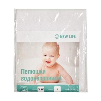 Пеленка водонепроницаемая хлопковая New Life 70х100 белый