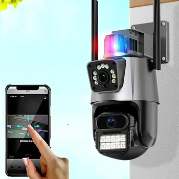 Вулична поворотна Wi-Fi камера TP18 Dual Lens Zoom — 6 Мп, 2 об’єктиви, кольорове нічне бачення, IP66, сирена, зум