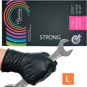 Рукавички Sangig нітрилові blackdiamond powder free L Чорні 50 шт (2024100680892)