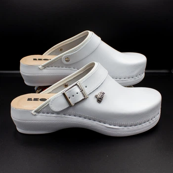Жіночі тапочки сабо шкіряні Leon PU101, white, розмір 37