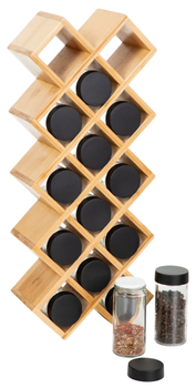 Zestaw przyprawników HOMLA B2 Bamboo Essentials 14 słoiczków na bambusowym stojaku 42 x 17 x 9.5 cm (5904183894751)