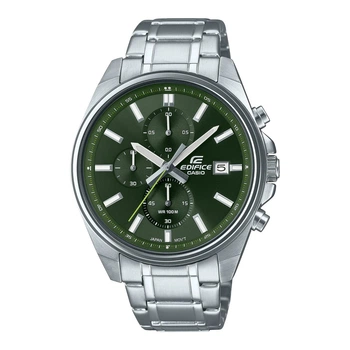 Мужские часы Casio Edifice EFV-610D-3CV — хронограф, зелёный циферблат, сталь, водозащита 100 м