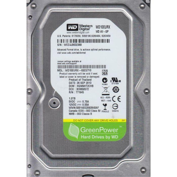 Накопитель HDD SATA 1.0 TB WD AV-GP 64MB (WD10EURX)