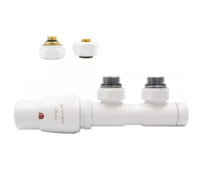 Термостатический вентиль для радиатора угловой Vario Term TWINS 50 mm, White mat левый TSGS0221CFK/L