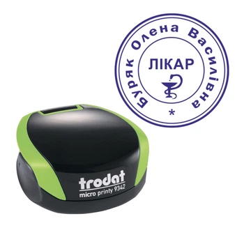 Печать Врача на карманной оснастке TRODAT Micro Printy 9342 диаметром 30 мм Зелёный (Л2/9342/G)