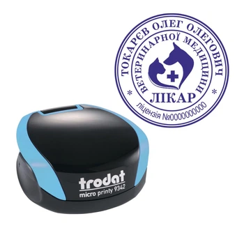 Печать Врача на карманной оснастке TRODAT Micro Printy 9342 диаметром 30 мм Бирюзовый (Л27/9342/BZ)