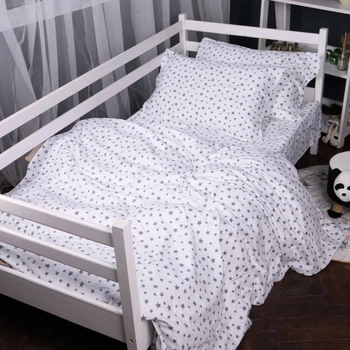 Комплект постільної білизни MirSon Полуторний 143x210 см 016 White Stars Фланель (2200009652103)