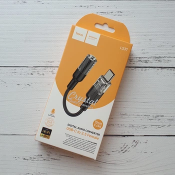 Aux Type-C переходник Hoco LS37 Digital Audio Converter USB-C to 3.5mm Female Черный