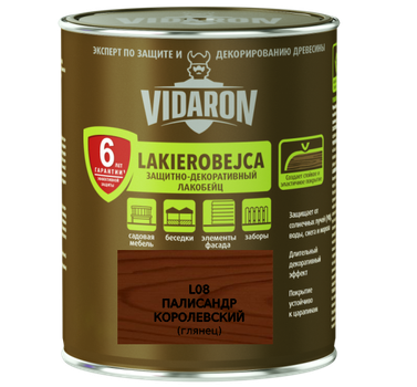 Лакобейц захисно-декоративний Vidaron L08 королівський палісандр 0.7 л